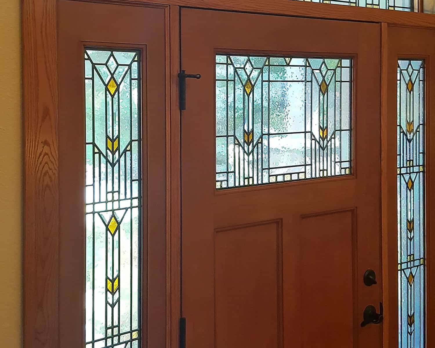 Lemel Homes New Construction - Craftsman - stained glass door detail