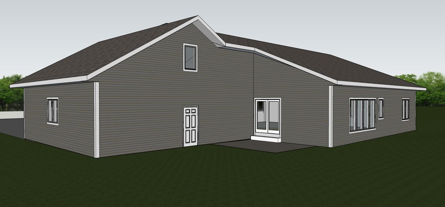Lemel Homes Designers, Vendors & Subcontractors - Designers - Drawing of back of a house with all siding