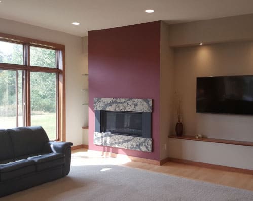 Numerous Amenities Slide 3 - gas fireplace with tv