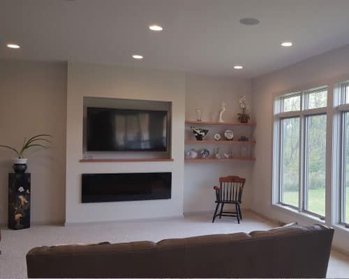 Wishlist Slide 3 - living room with fireplace and tv