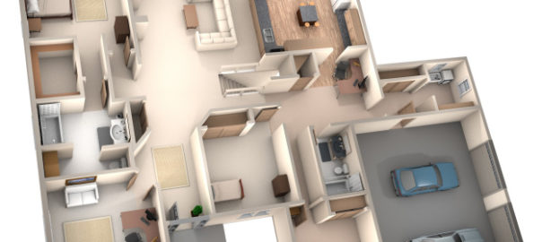 The Prairie Home - 3-d floor plan